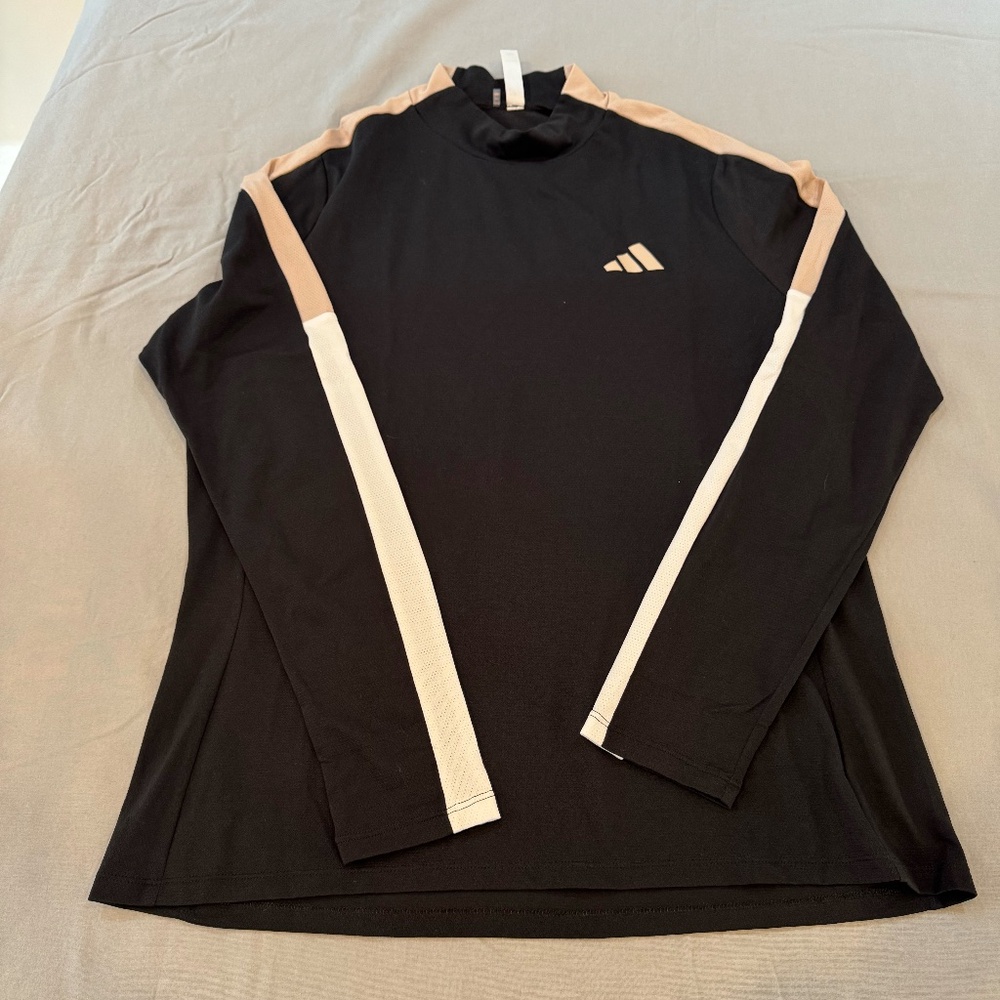 adidas women's long sleeve mock neck tee - Golf - Black - Large